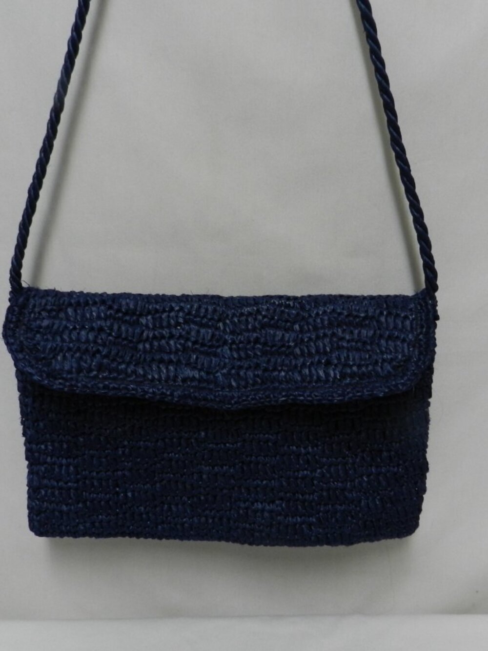 Vintage Genie Raffia Shoulder Bag Clutch Purse bag blue Convertible handbag